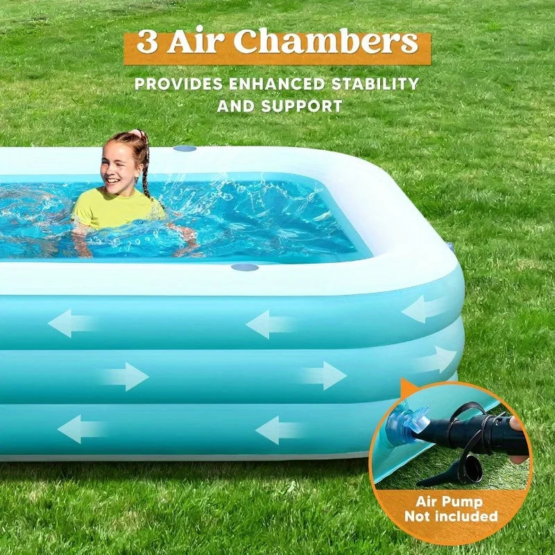 JOYFY Inflatable Pool with Seats 125x 68x 22 inch Full-Sized Inflatable Swimming Pool for Family Pool Summer Water Party Pool