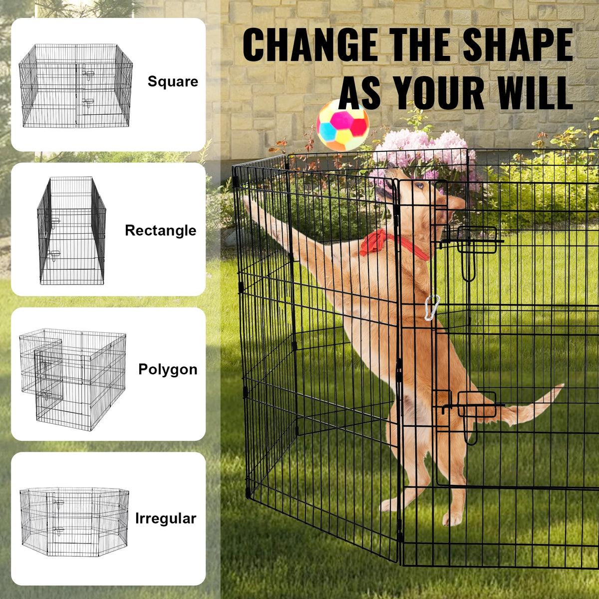 VEVOR Foldable Metal Dog Playpen With Oxford Fabric Top Cover