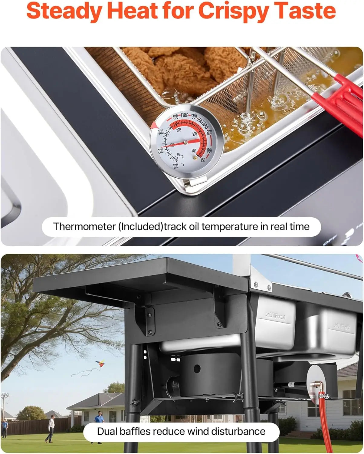 Outdoor Propane Deep Fryer With Double Burners Stainless Steel