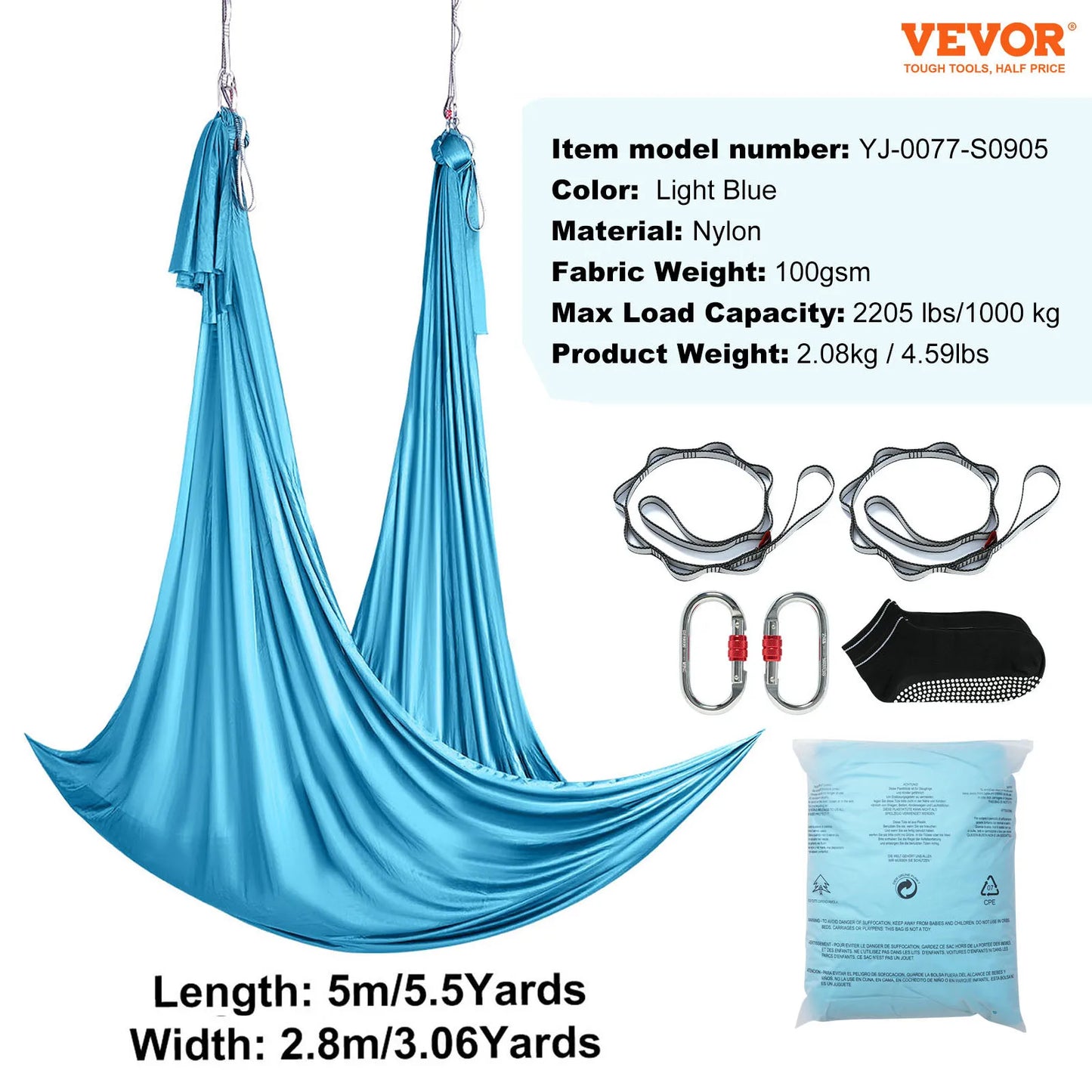SucceBuy Aerial Yoga Hammock Kit With Nylon Rigging Hardware