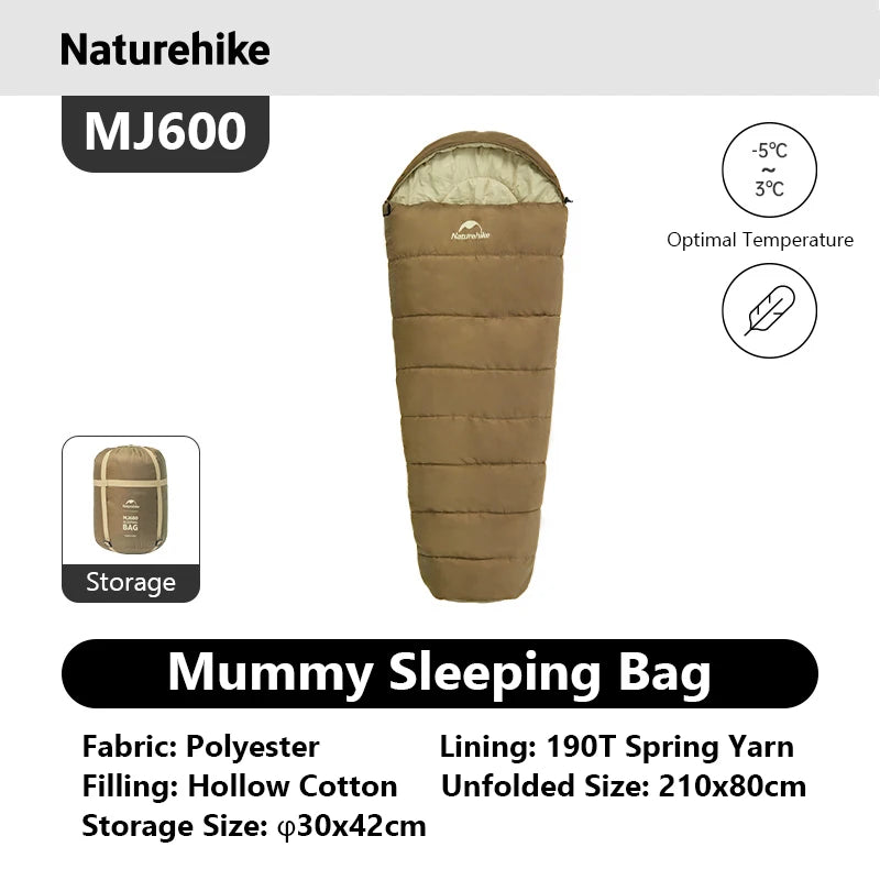 Naturehike MJ300 Mummy Sleeping Bag Polyester Winter Camping Adult