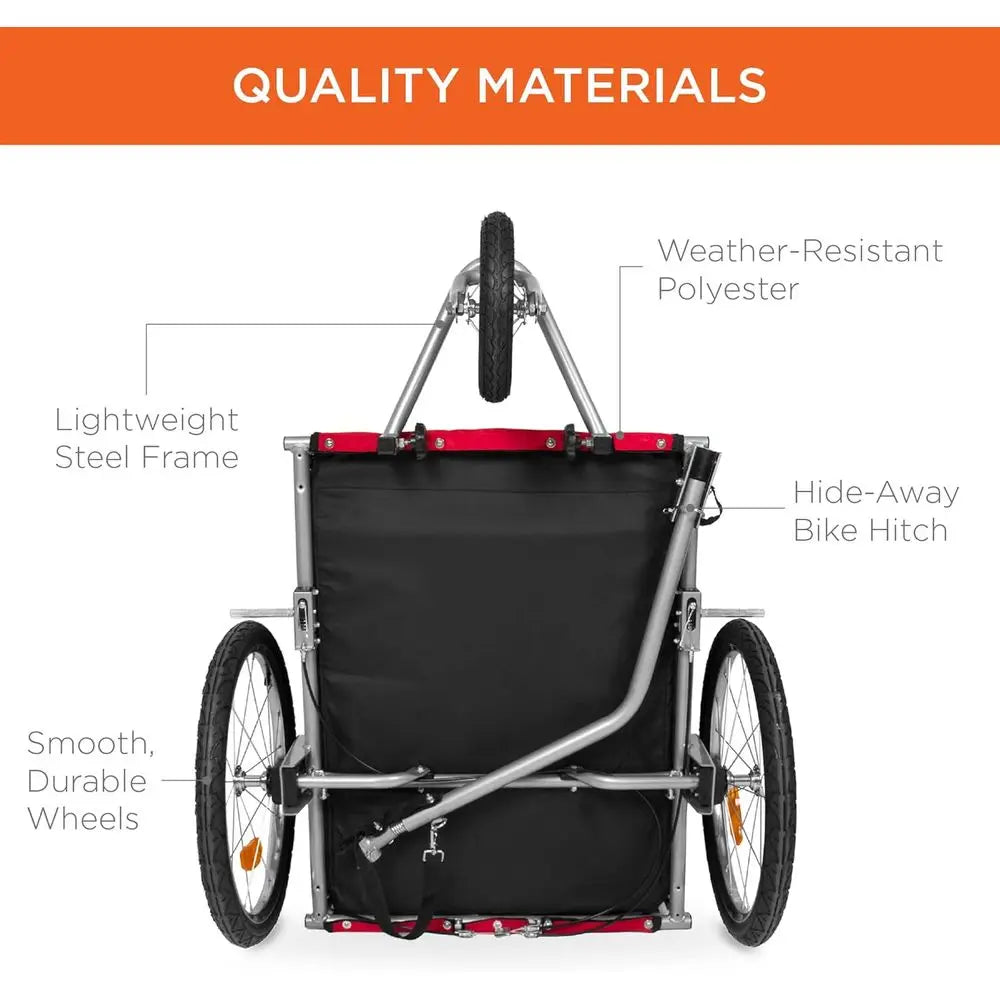Alloy Steel Dog Bike Trailer Pet Stroller With Hitch Suspension