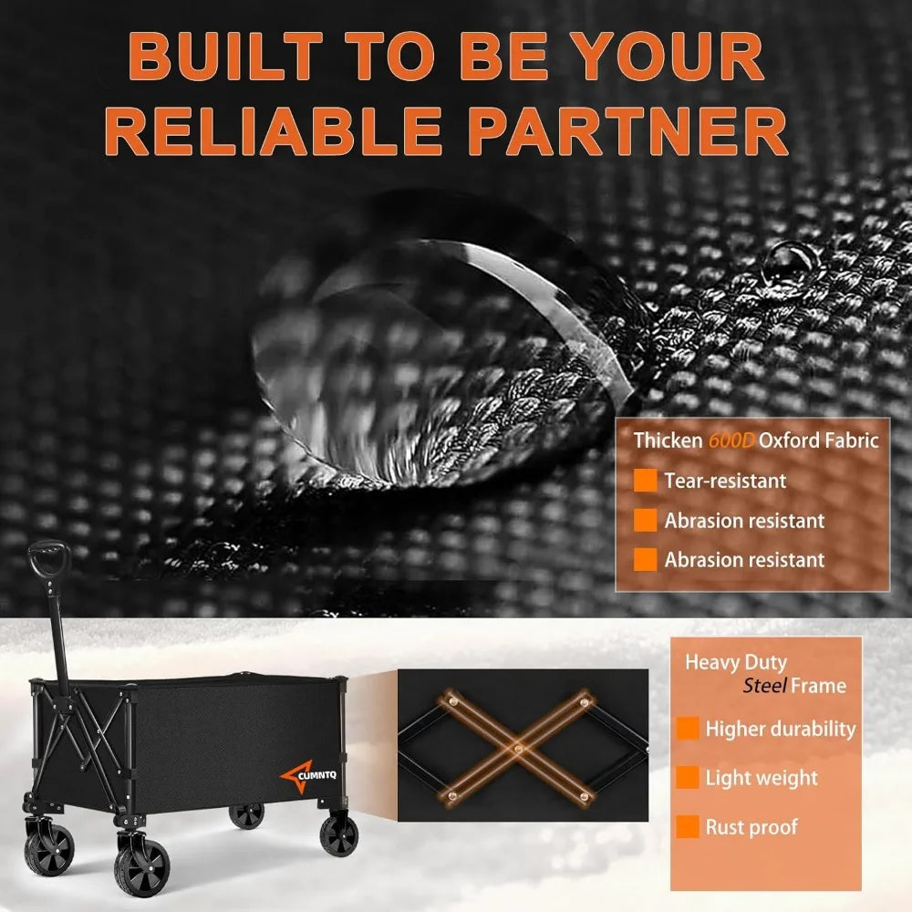 NBVCX Foldable Utility Wagon 350Lb All Terrain Collapsible Cart