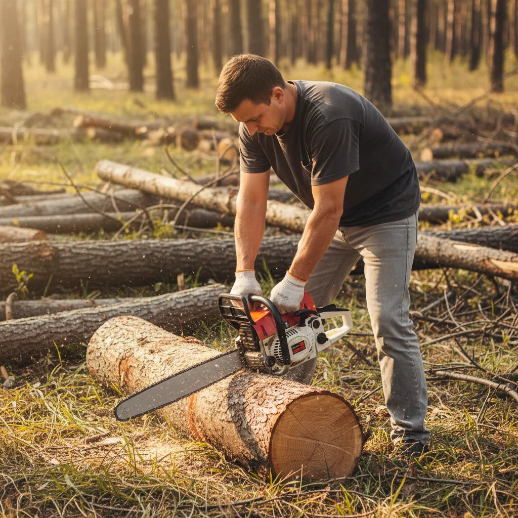 Portable Gas Powered Chainsaw for Tree and Wood Cutting