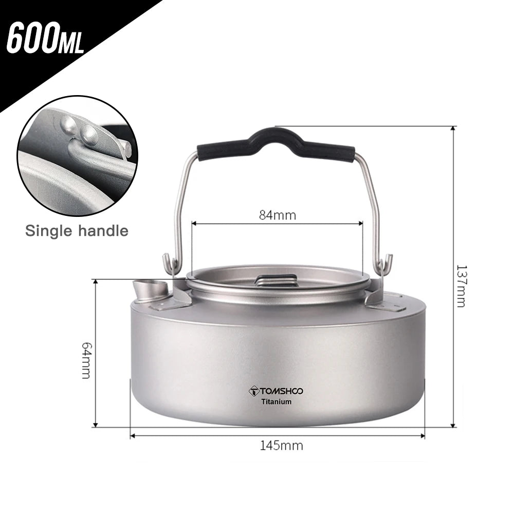 Ultralight Titanium Camping Kettle For Outdoor Travel And Coffee