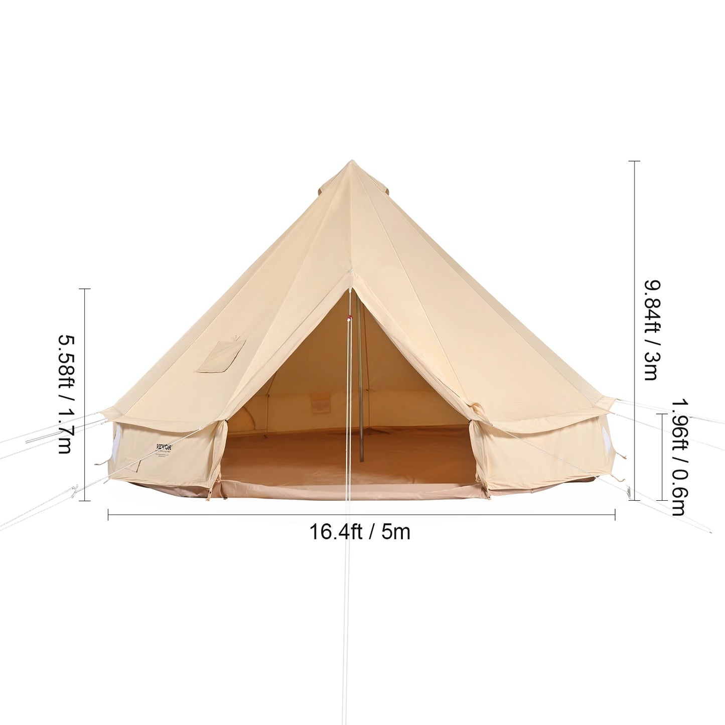 SucceBuy Canvas Bell Tent For Camping 4 Seasons Breathable Shelter