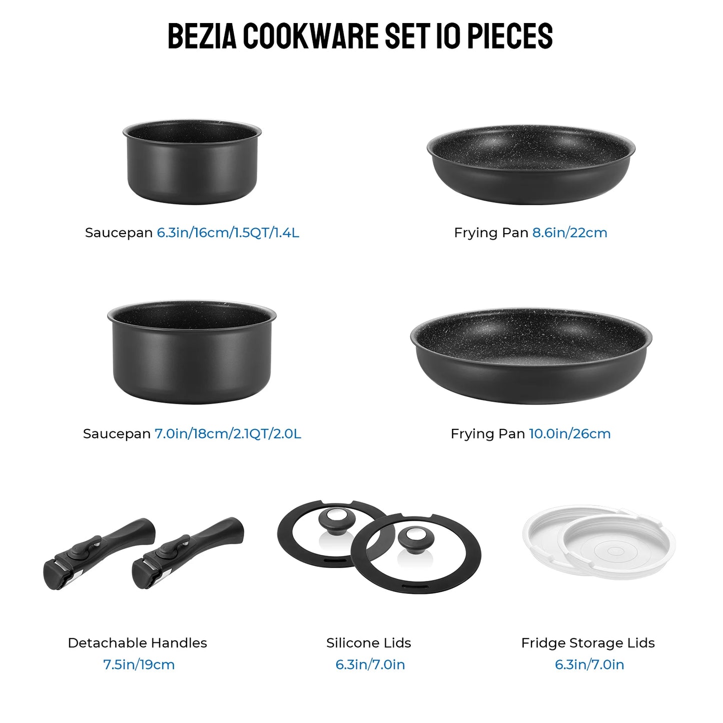 Induction Cookware Set, 10-Piece Nonstick Pots And Pans