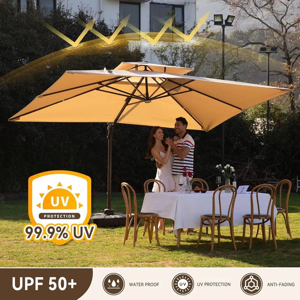 Cantilever Patio Umbrella With Base Included, 360 Rotation