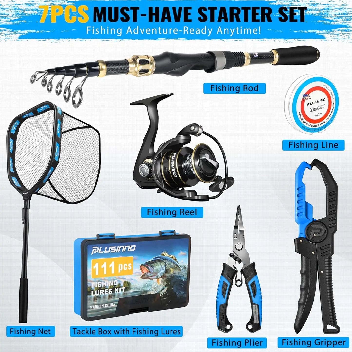 YTYIN Ocean Fishing Rod Kit Complete Spinning Gear