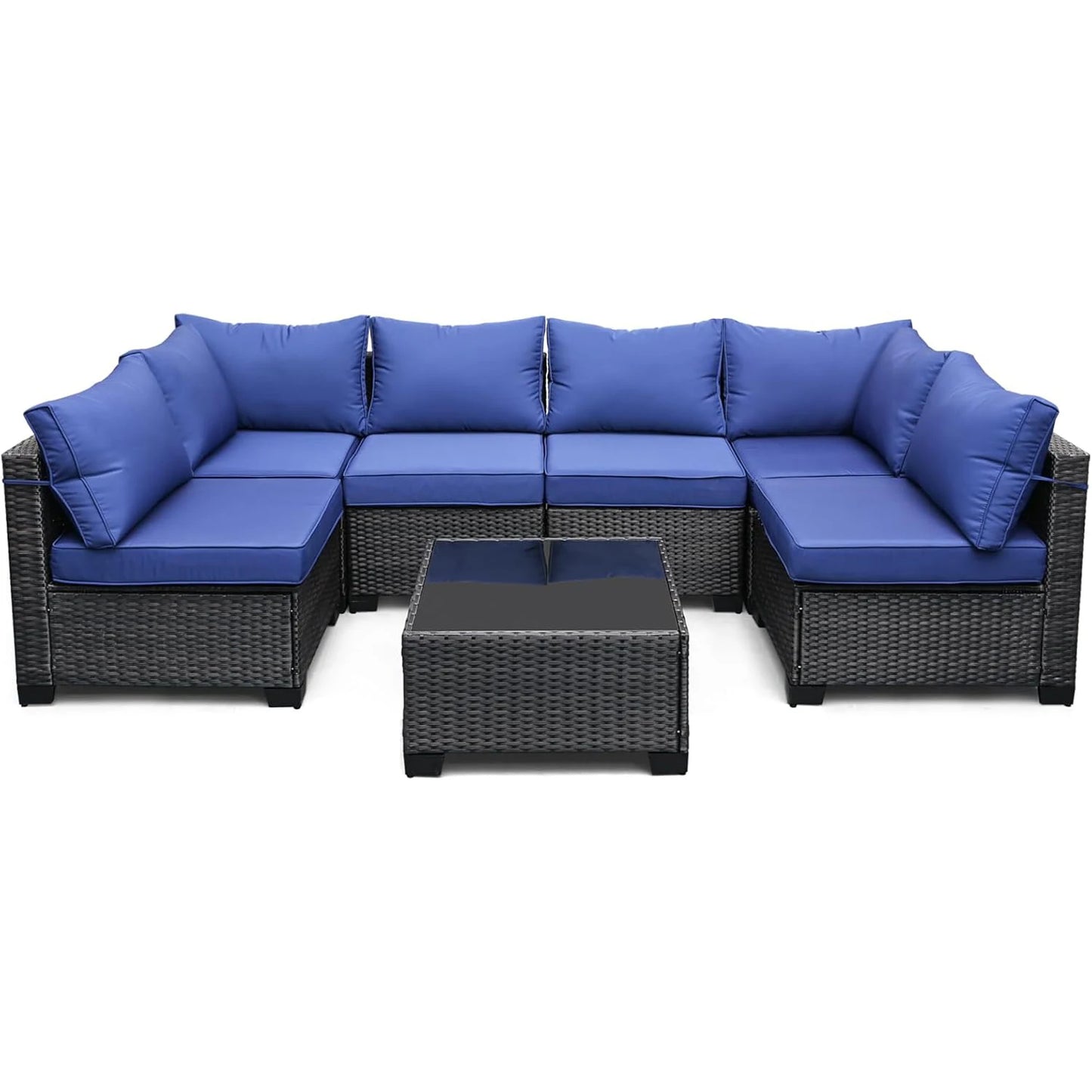 HobbyLane 7-Piece Modular Outdoor Furniture Set With PE Rattan