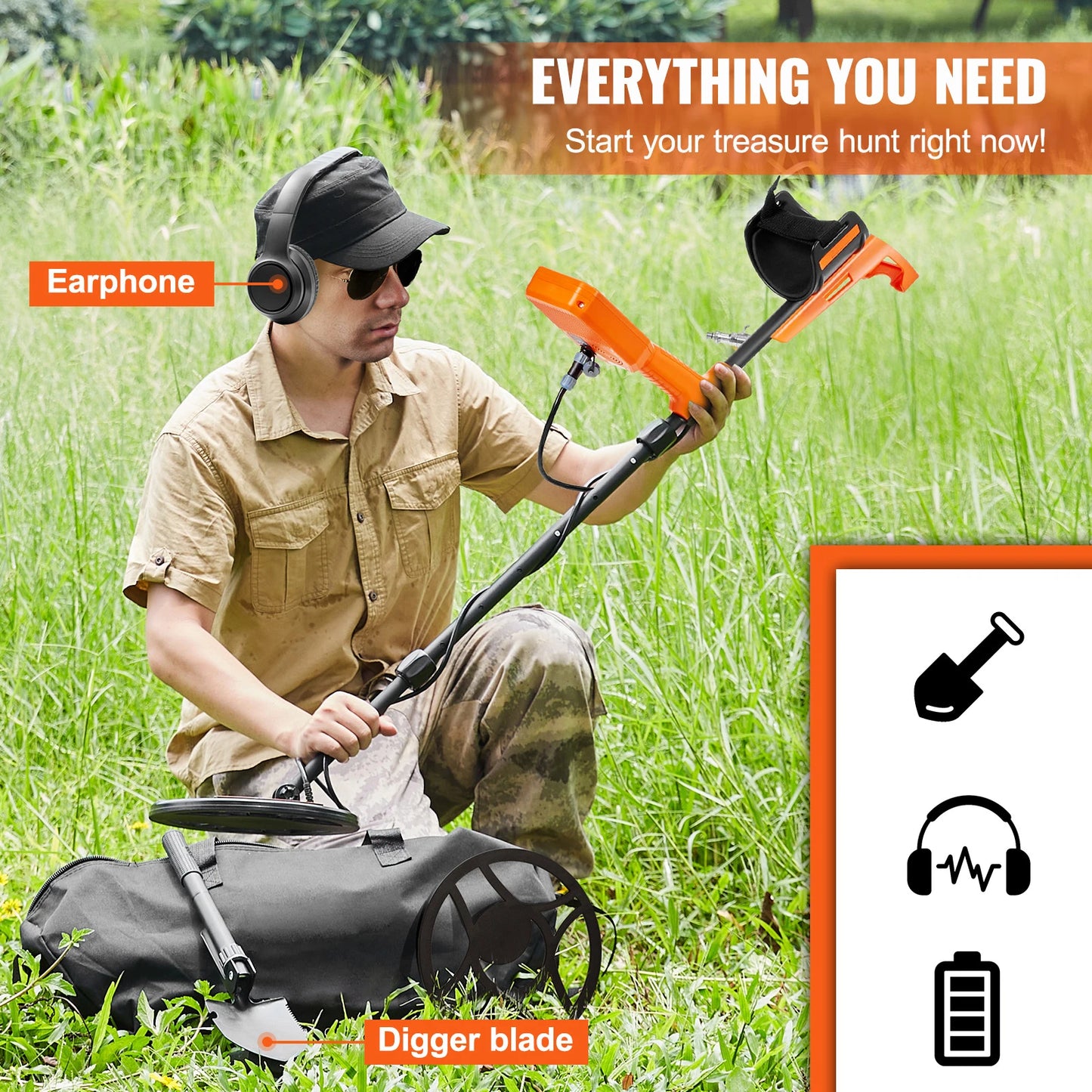 SucceBuy Rechargeable Metal Detector With IP68 Waterproof Coil