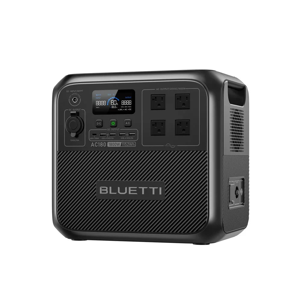 BLUETTI AC180 Solar Generator with 200W Panel 1152Wh 1800W