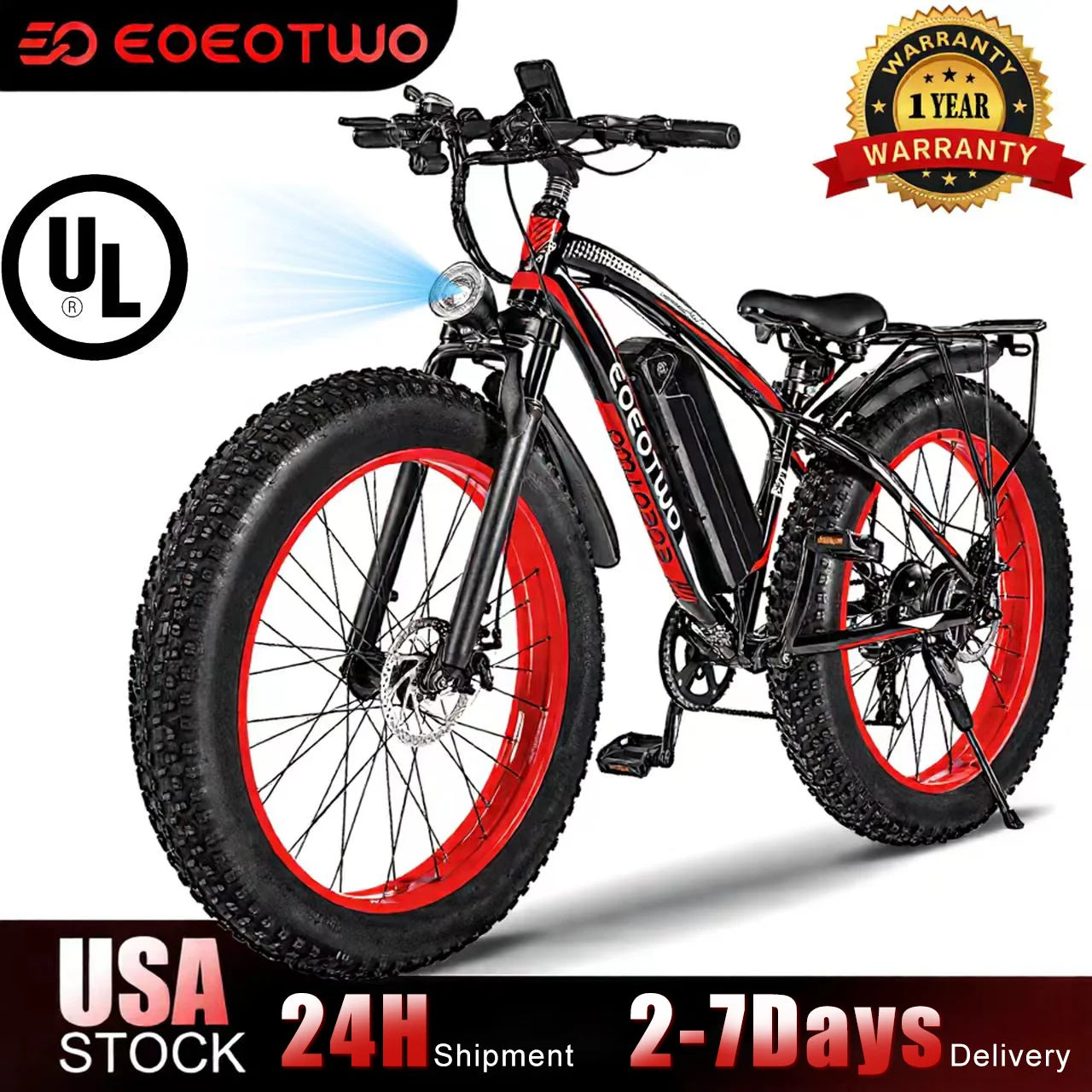 EOEOTWO Electric Mountain Bike 1500W Peak Motor 34MPH