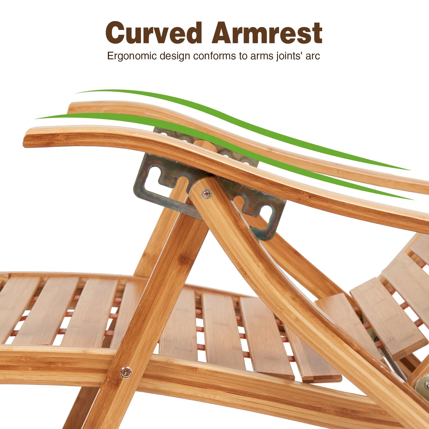 BINGOPAW Heavy Duty Bamboo Rocking Chair Adjustable Lounge Recliner