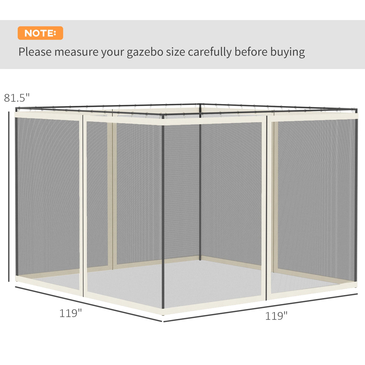 Outsunny Universal Gazebo Replacement Mesh Netting Screen Wall Panels