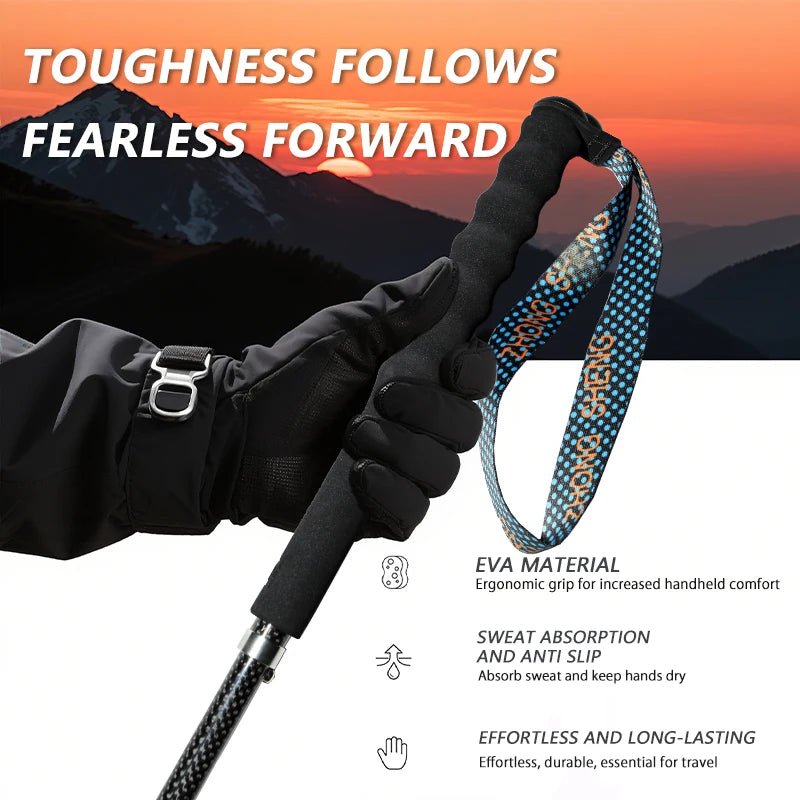 OKHEALING Pure Carbon Fiber Hiking Sticks 2 Pack Telescopic Poles