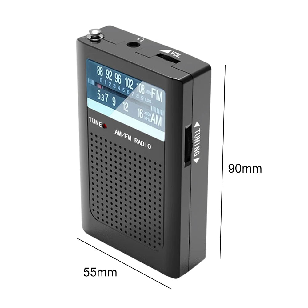 Shunmaii Pocket AM FM Radio Builtin Antenna Portable Dual Speakers