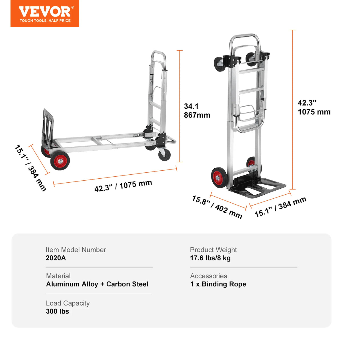 SucceBuy Folding Hand Truck Dolly With Wheels For Moving Transport