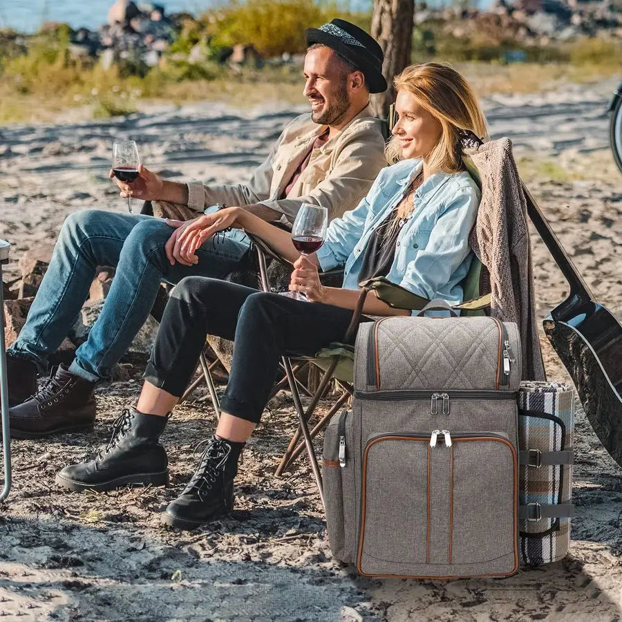 XMSJ Insulated Picnic Backpack With Dual Cooler Compartments