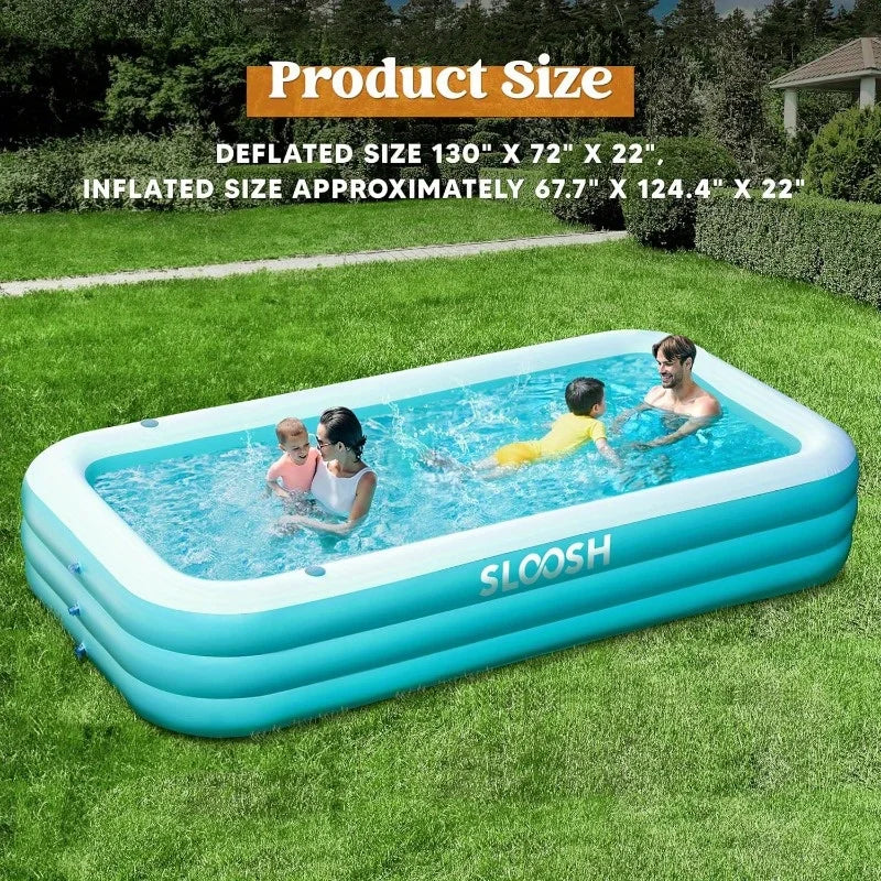 JOYFY Inflatable Pool with Seats 125x 68x 22 inch Full-Sized Inflatable Swimming Pool for Family Pool Summer Water Party Pool