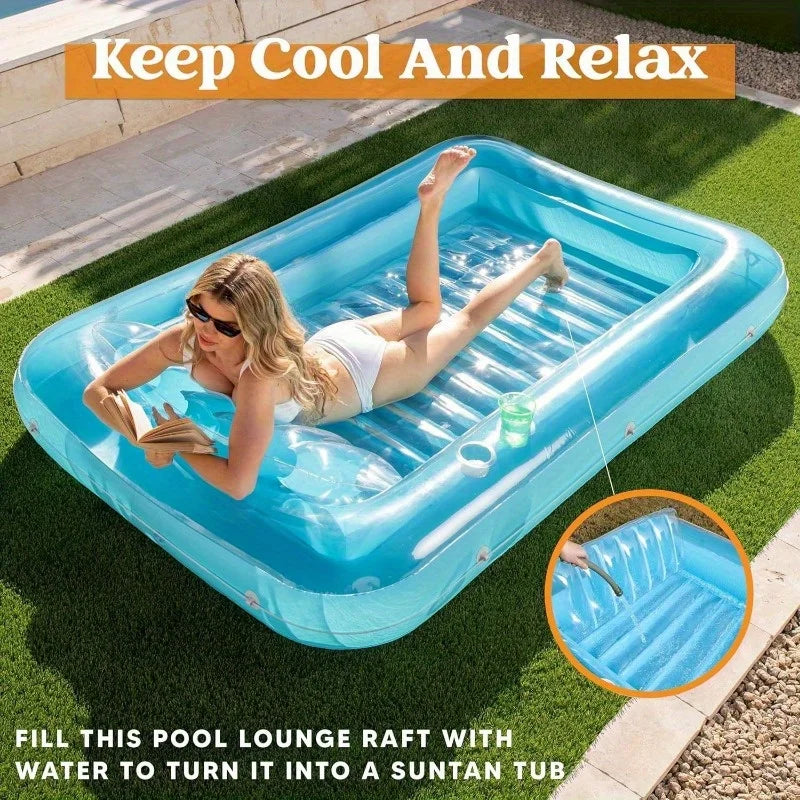 Joyfy Premium Inflatable Pool Tanning Lounger With Pillow