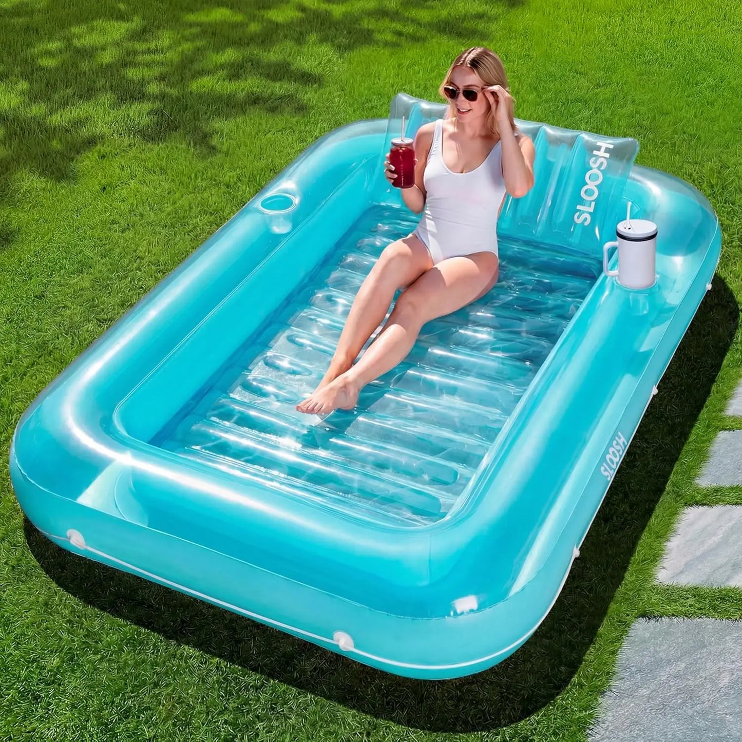 Joyfy Premium Inflatable Pool Tanning Lounger With Pillow