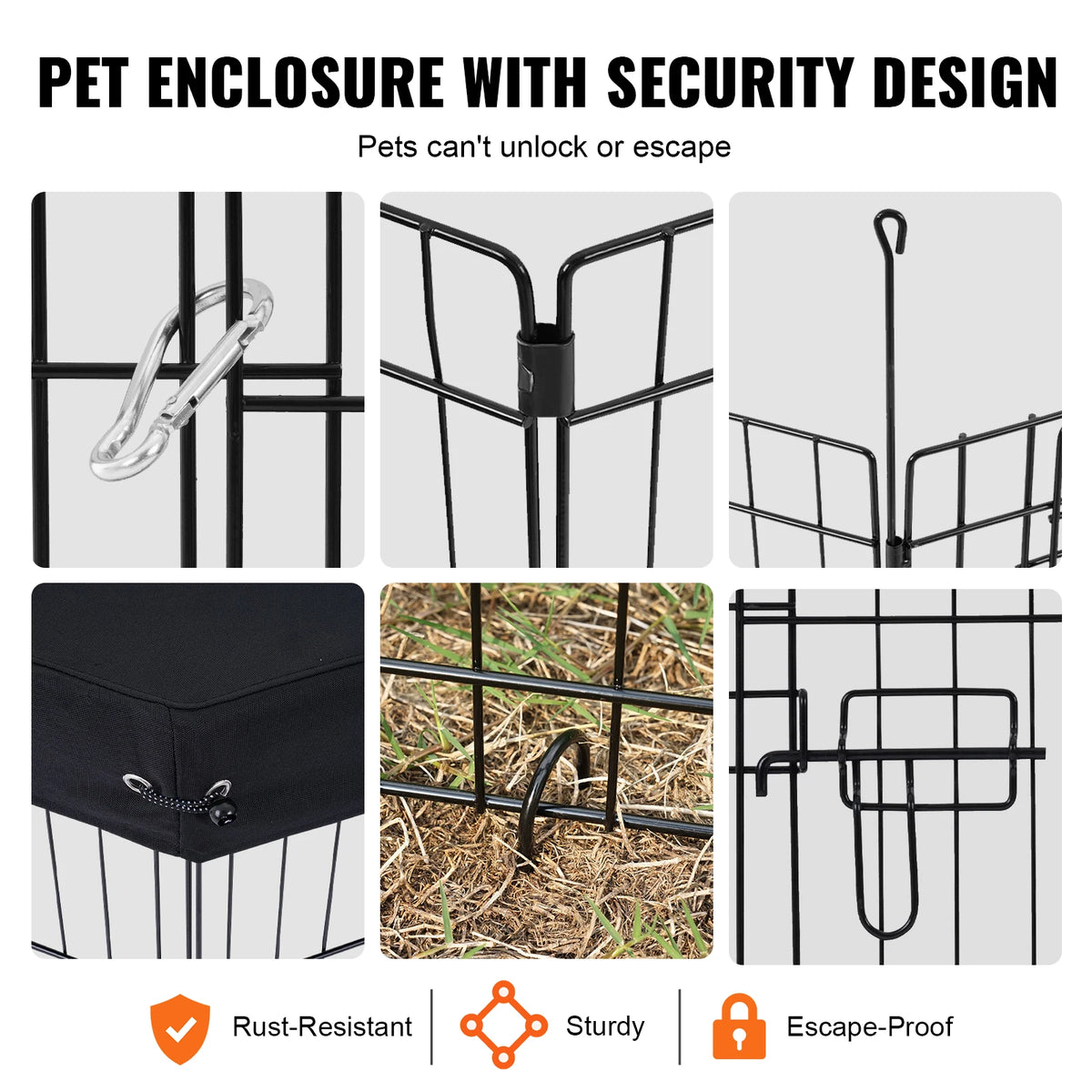 VEVOR Foldable Metal Dog Playpen With Oxford Fabric Top Cover