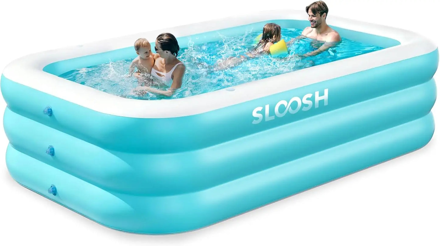 JOYFY Inflatable Pool with Seats 125x 68x 22 inch Full-Sized Inflatable Swimming Pool for Family Pool Summer Water Party Pool