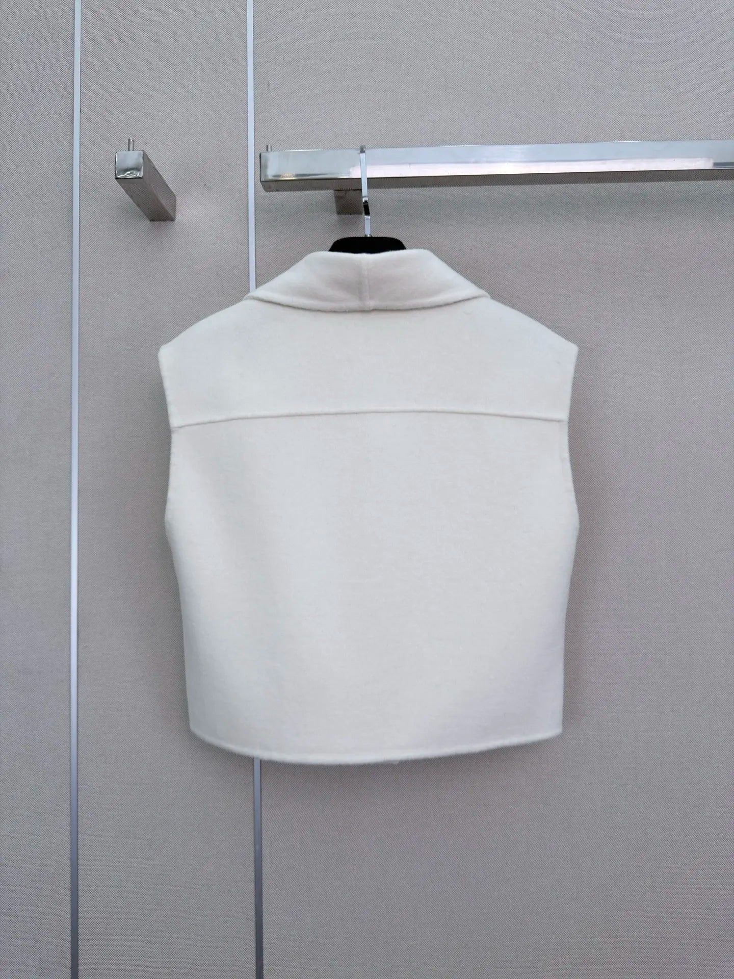 Elegant Wool Vest For Women Sleeveless Button Collar