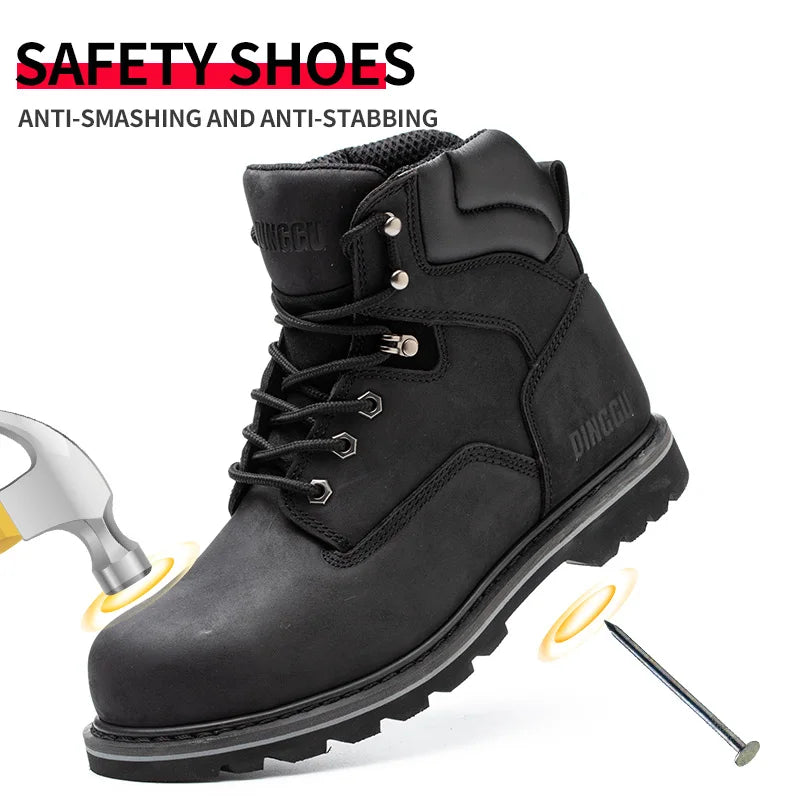 Steel Toe Safety Boots For Men Anti Puncture Work Protection