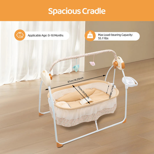 Electric Baby Crib Cradle With Swing Remote Control And Music Foldable Bassinet