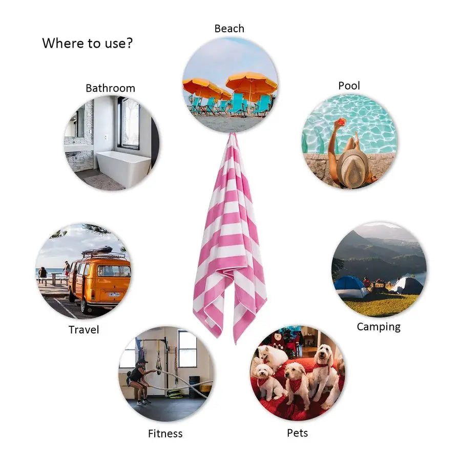 100 Percent Cotton Striped Beach Cabana Towel For Adults