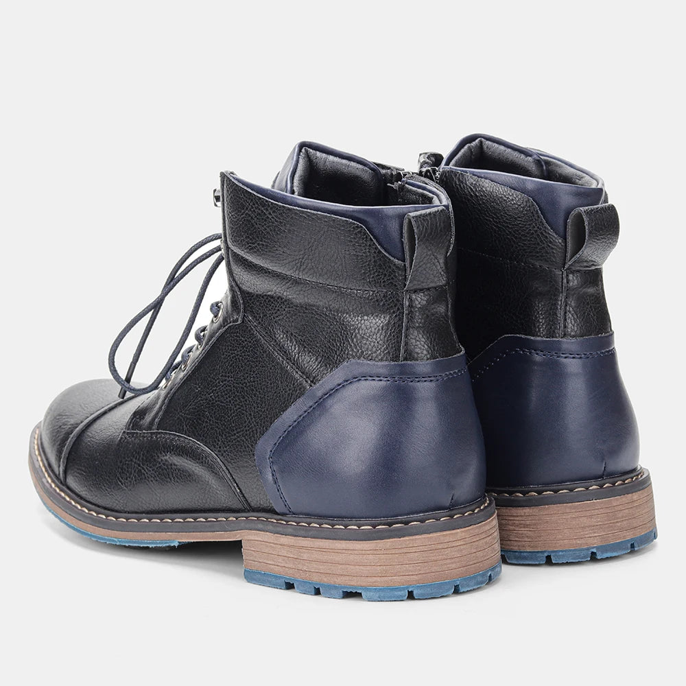 Hecrafted Men's Classic Leather Boots With Zipper Ankle