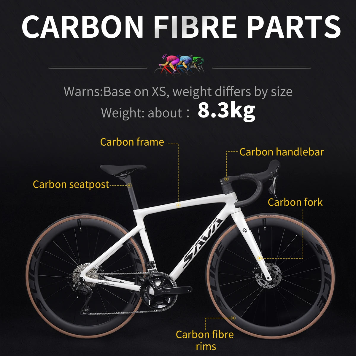 SAVA F20 Carbon Fiber Road Bike With Shimano R7120 24-Speed