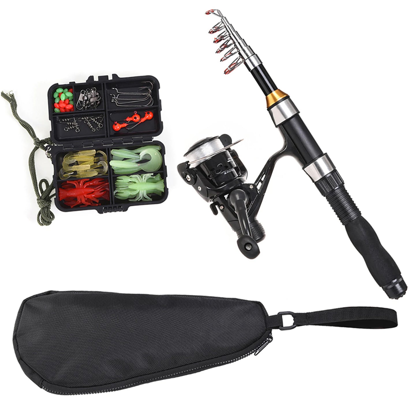 Telescopic Fishing Rod And Spinning Reel Combo Kit Set