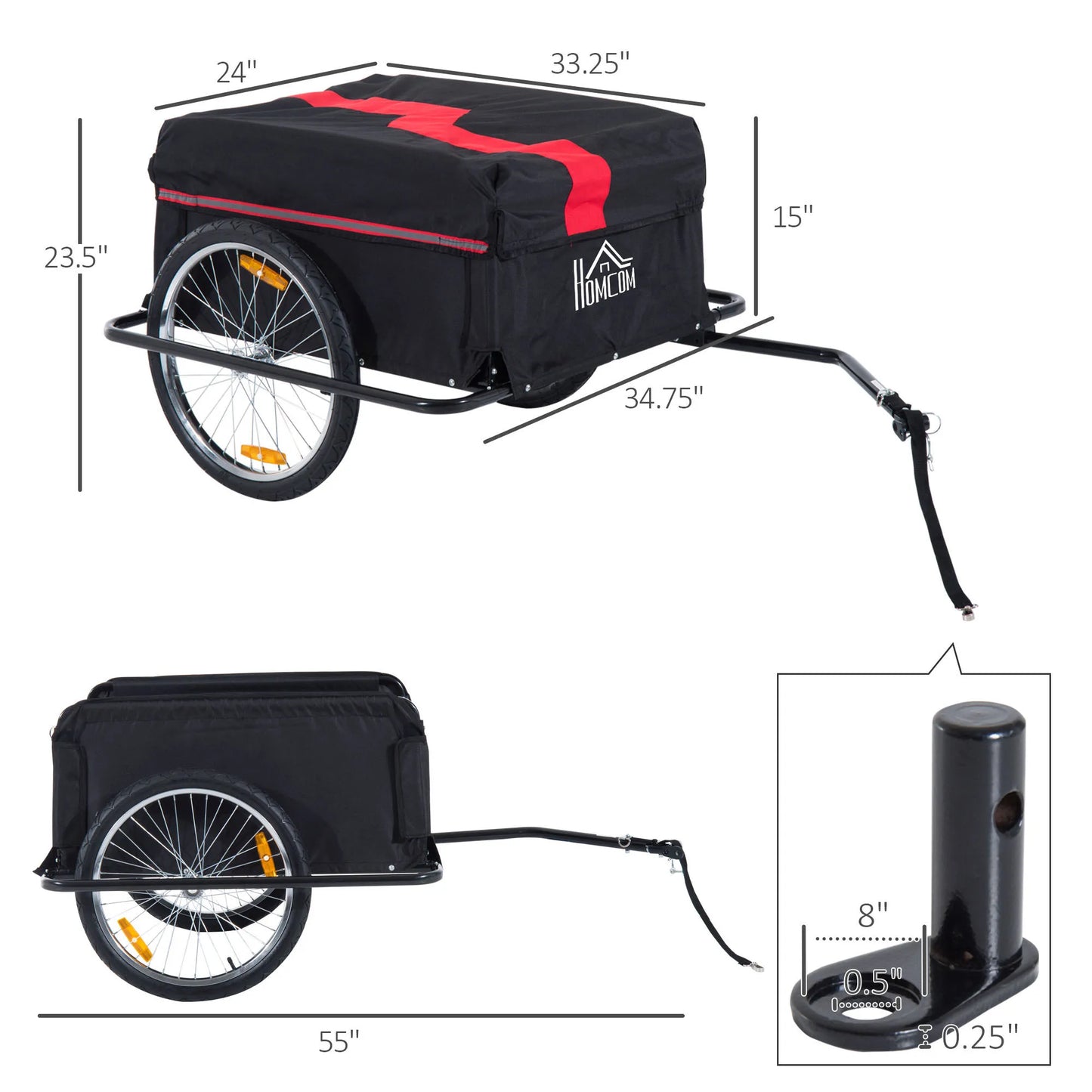 Outsunny Elite Two-Wheel Bicycle Cargo Wagon Trailer