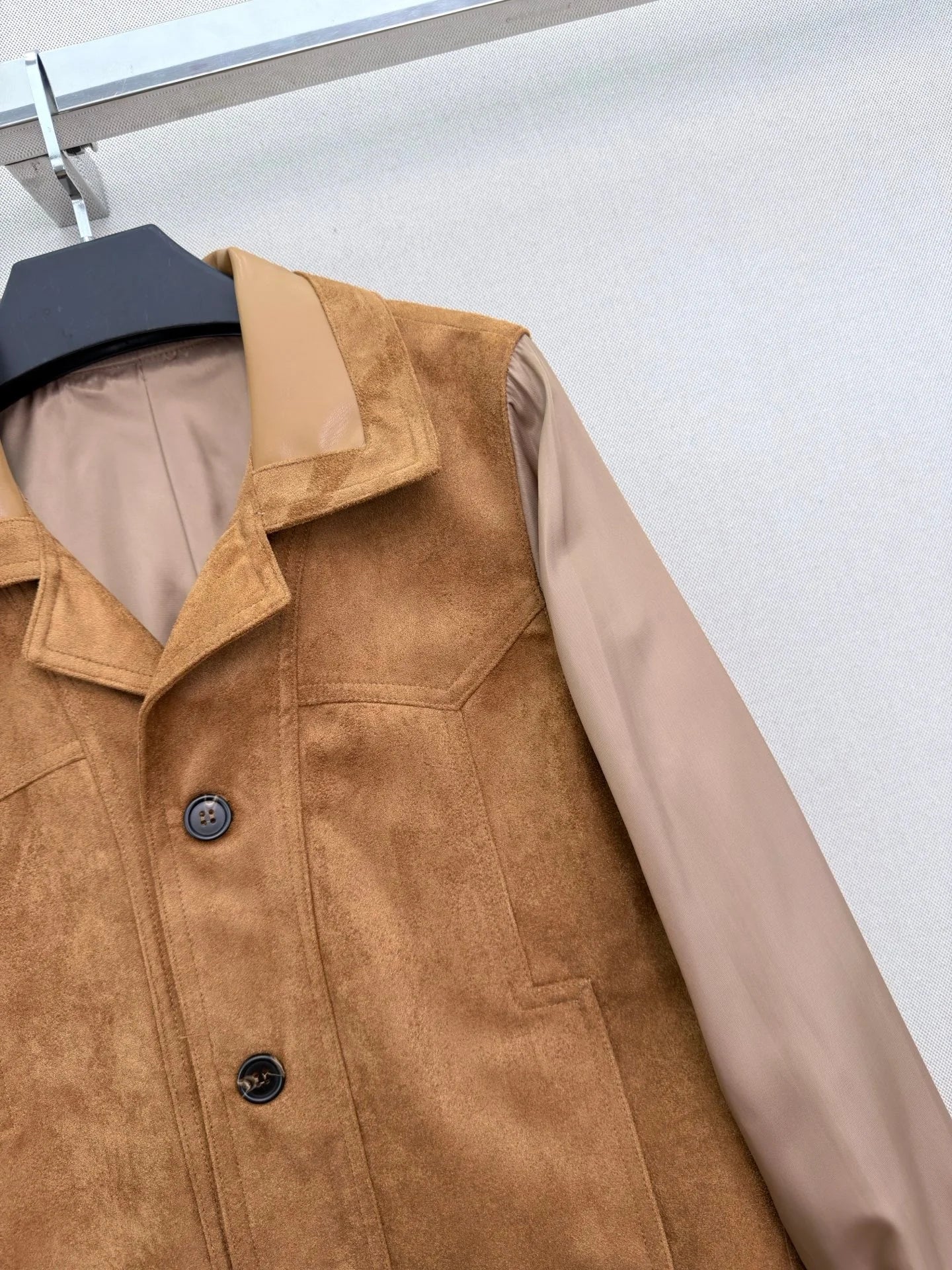 Women's Leather Long Sleeve Lapel Button Jacket Autumn Winter