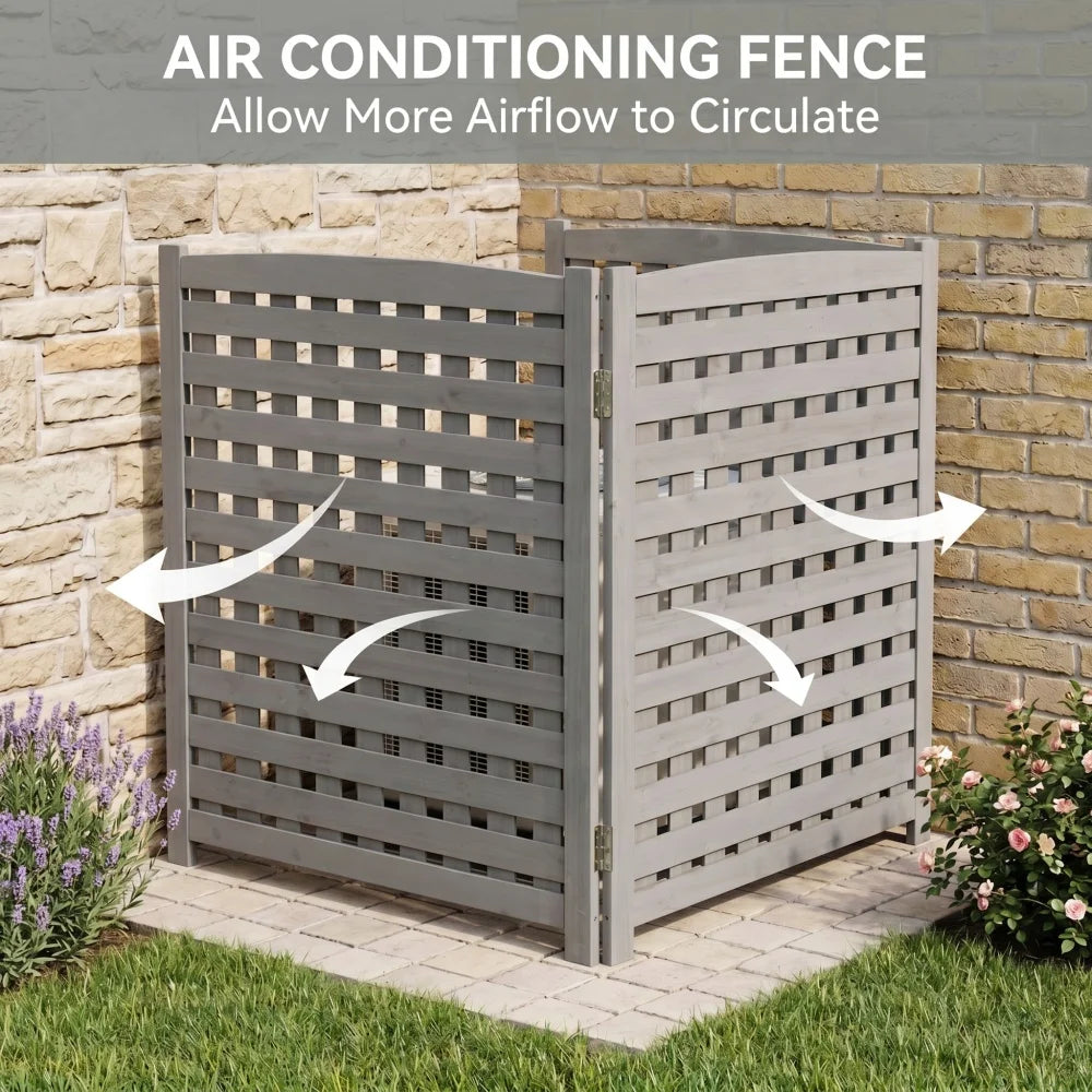 Wooden Outdoor Air Conditioner Privacy Screen Freestanding Garden Fence