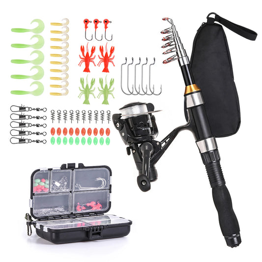 Telescopic Fishing Rod And Spinning Reel Combo Kit Set