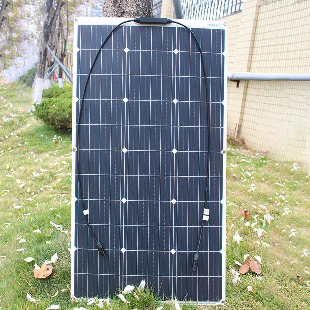 Asunerge 12V Flexible Solar Panel Kit 100W Monocrystalline Waterproof Controller