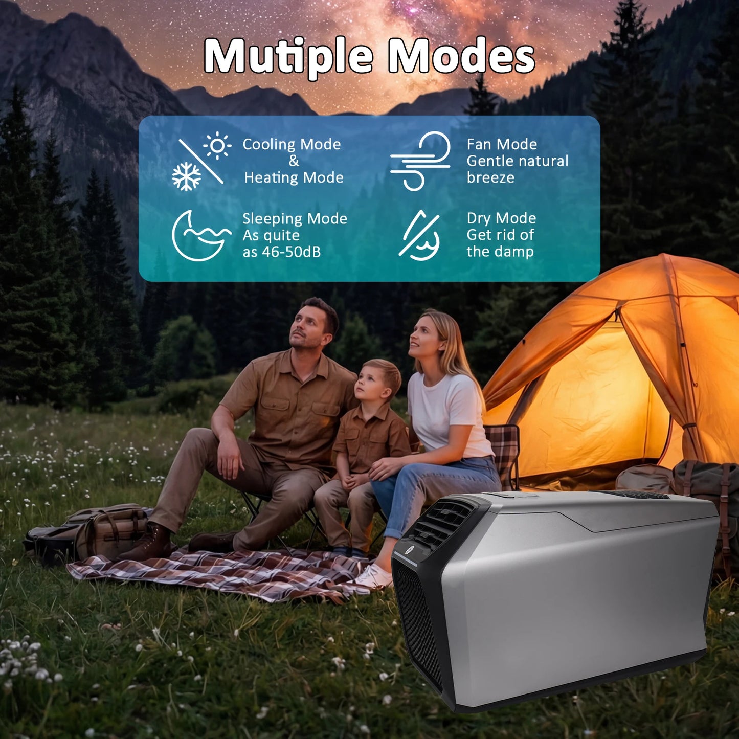 Portable 6800Btu Air Conditioner Cooling Heating For Rv Tent Camping