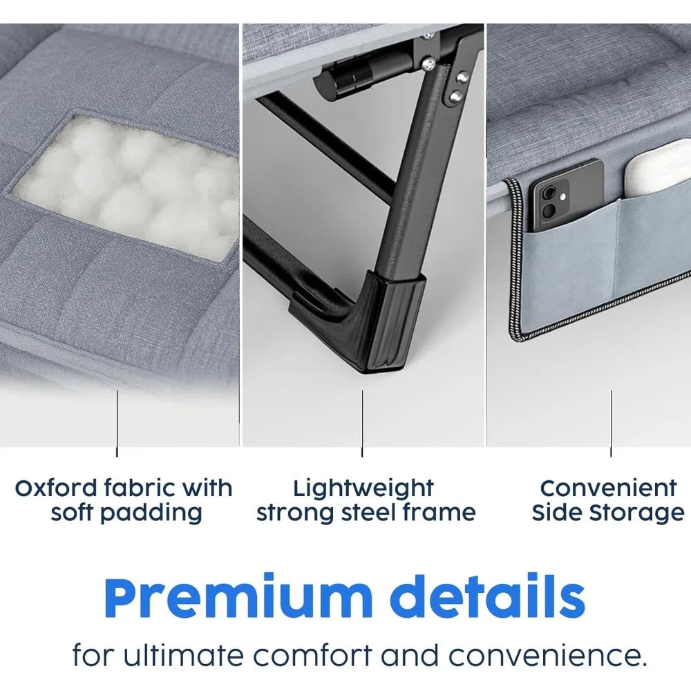 XIUWO Heavy Duty Folding Cot With Mattress 550 Lb Capacity