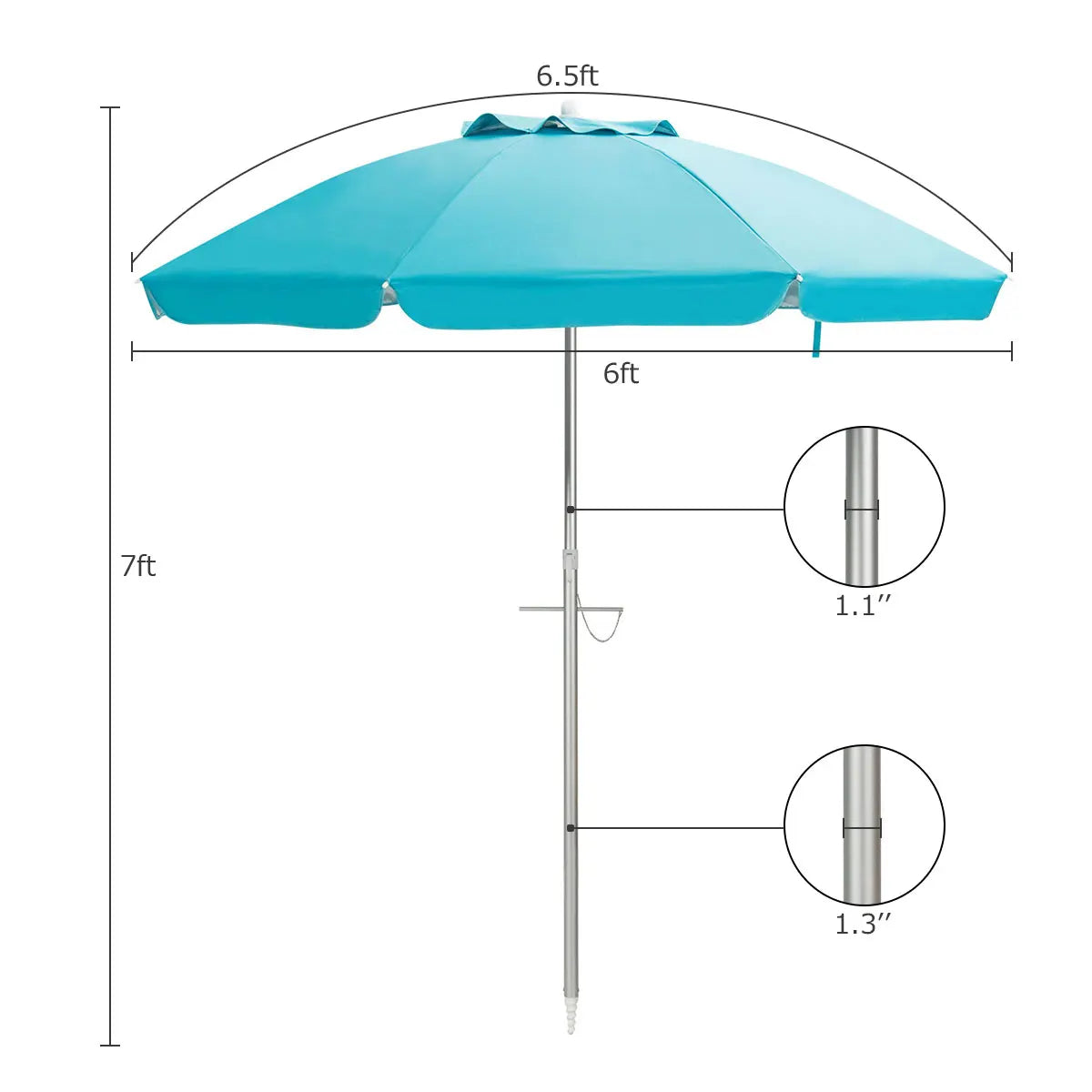HOMASIS Patio Umbrella Sun Shade Tilt Aluminum Portable Carry Bag