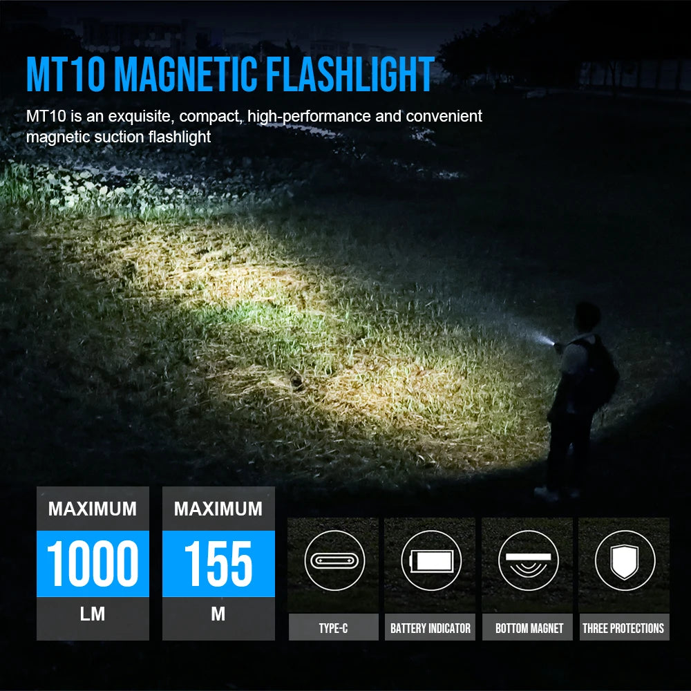 Trustfire Mt10 1000 Lumens Mini Rechargeable Flashlight With Magnet