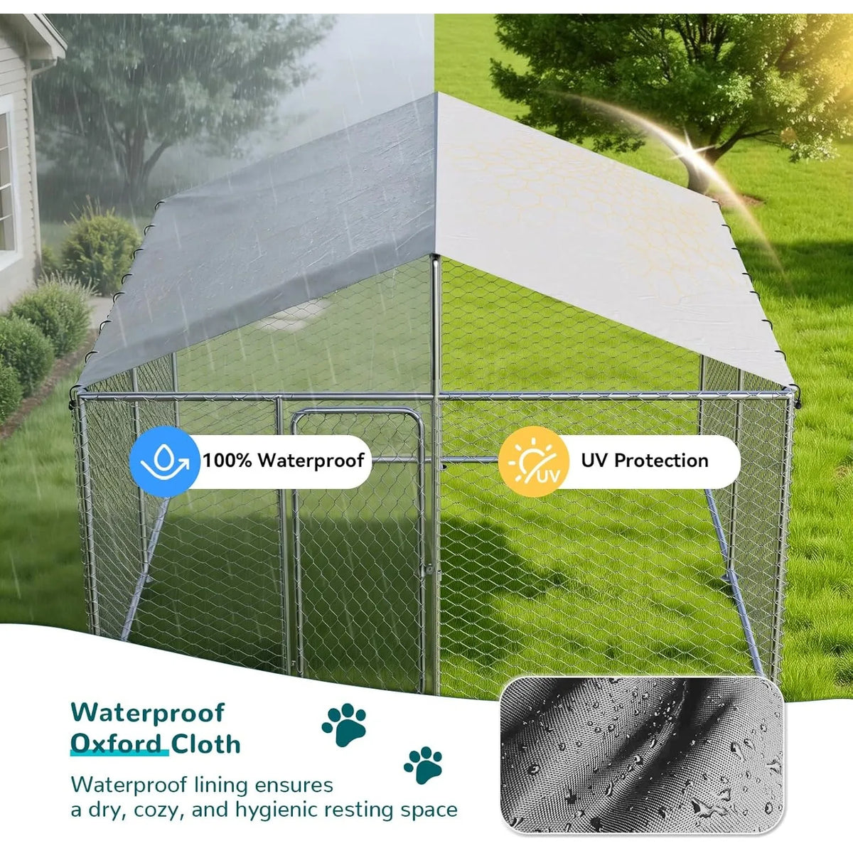 XIUWO Heavy Duty Outdoor Dog Kennel With Lockable Weatherproof Cover