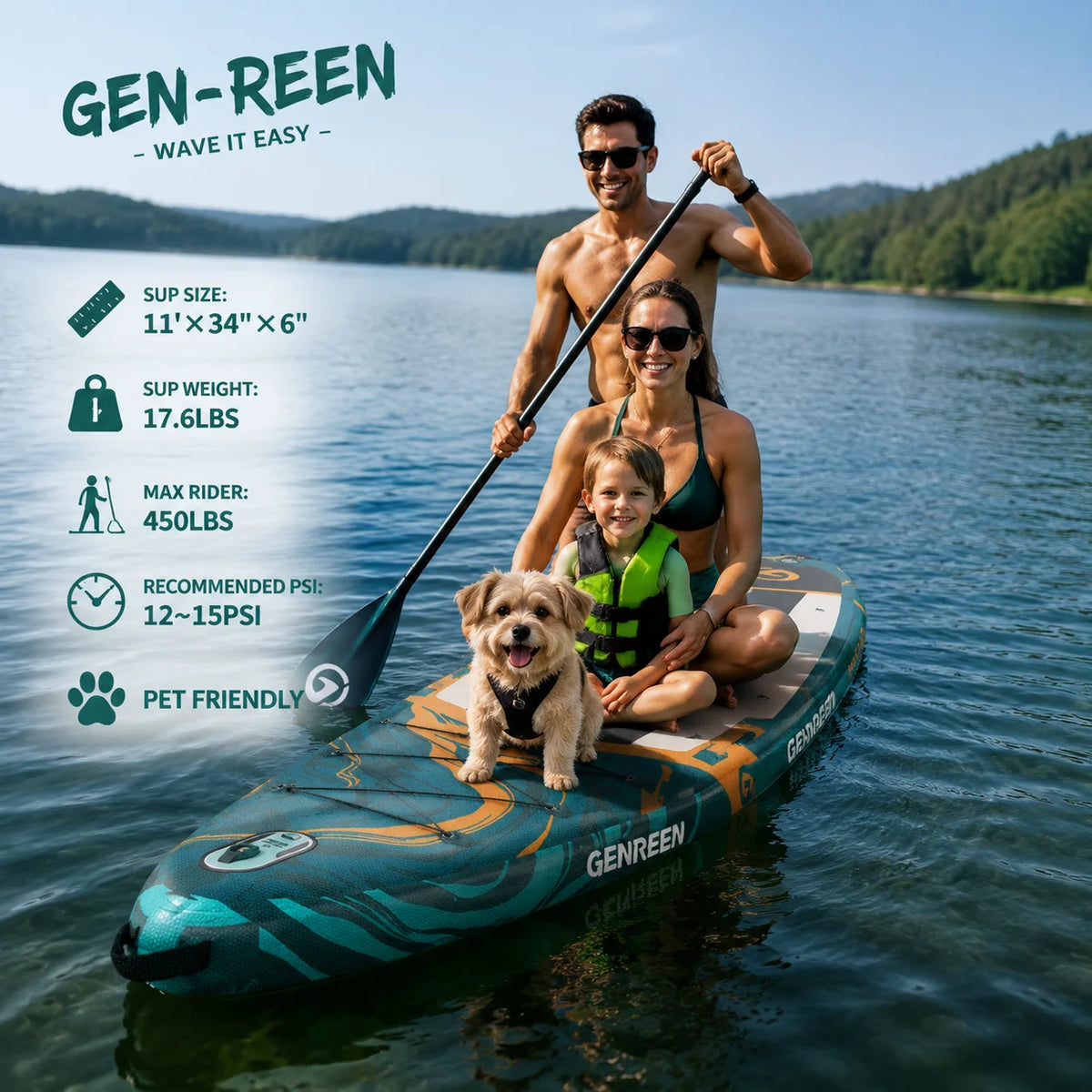 Quashley Inflatable Stand Up Paddleboard With Multi Person Capacity