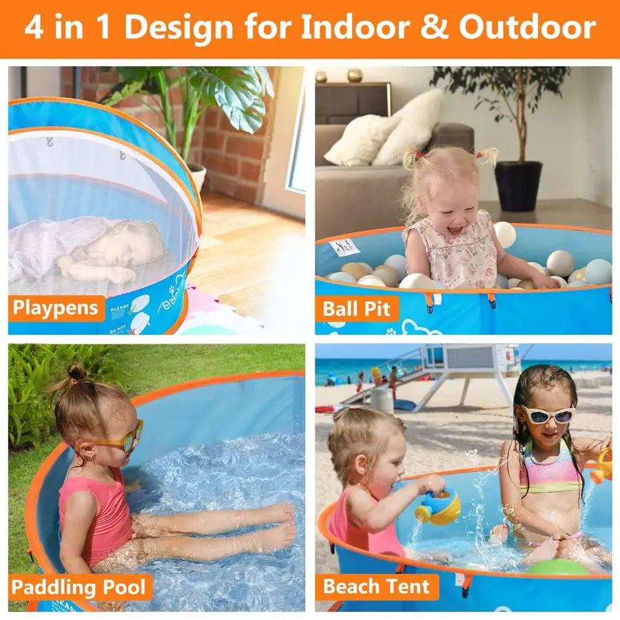 Kids Paddling Pool With UV Sun Shelter And Mosquito Net