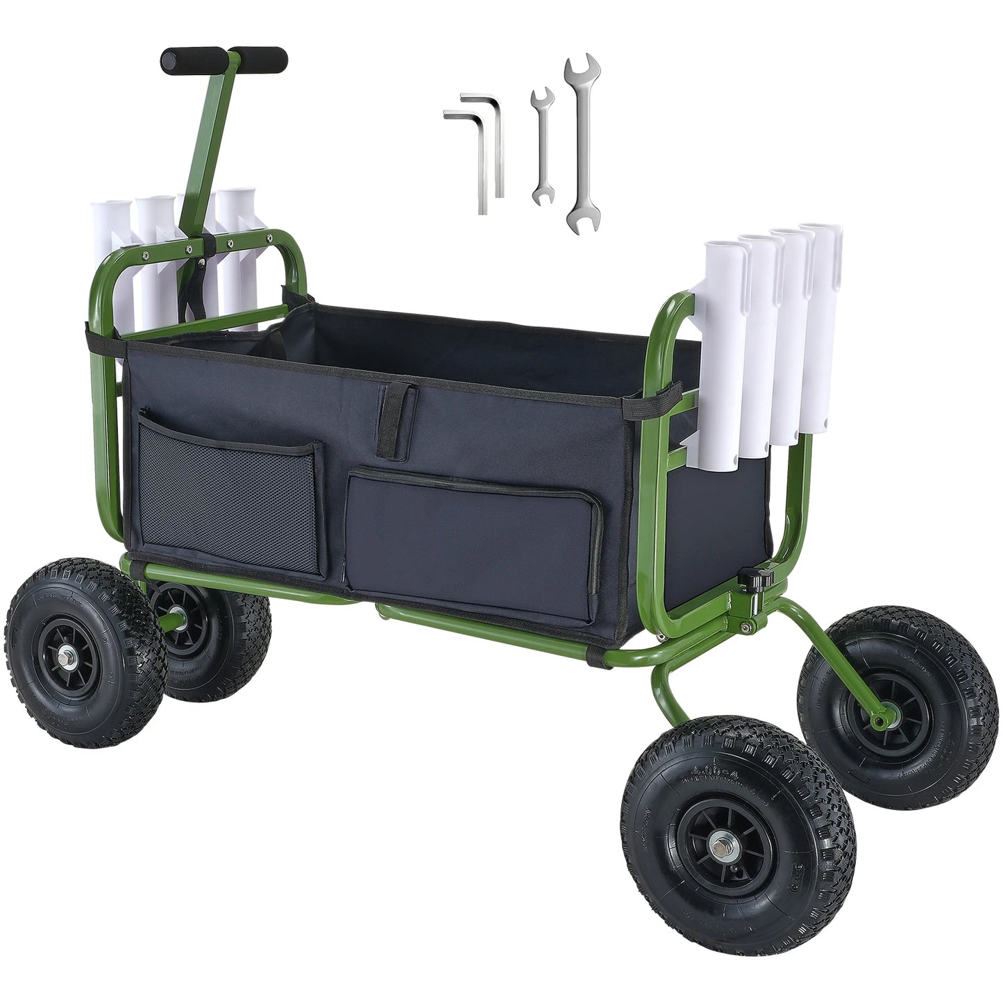 SucceBuy 300lbs Beach Fishing Cart Foldable Wagon With 4 Wheels