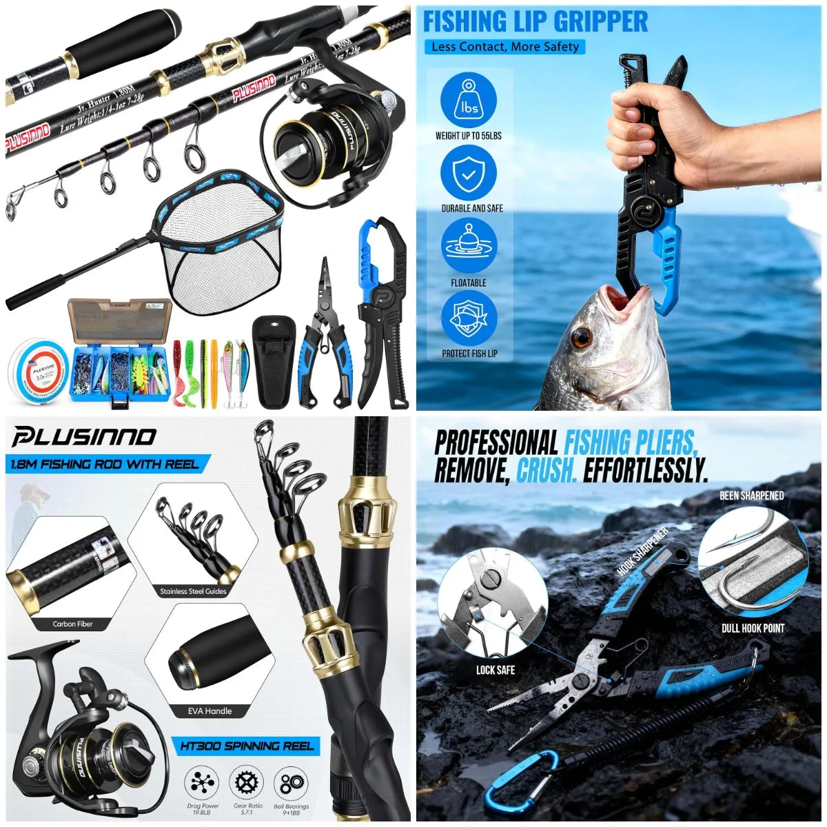 YTYIN Ocean Fishing Rod Kit Complete Spinning Gear