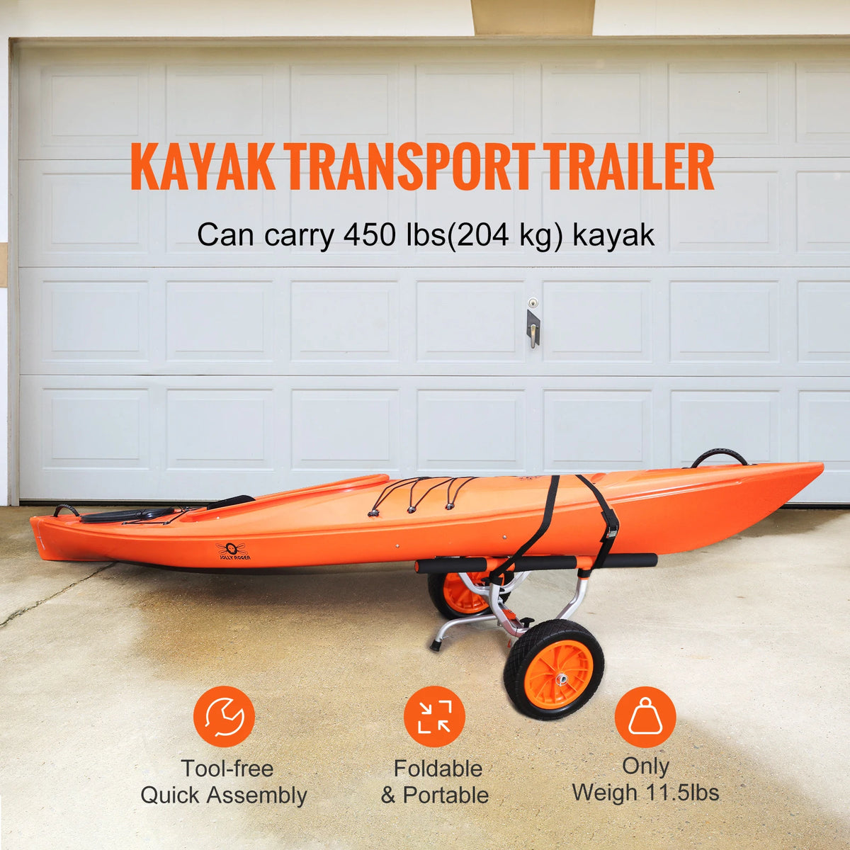 SucceBuy Adjustable Heavy Duty Kayak and Canoe Transport Cart